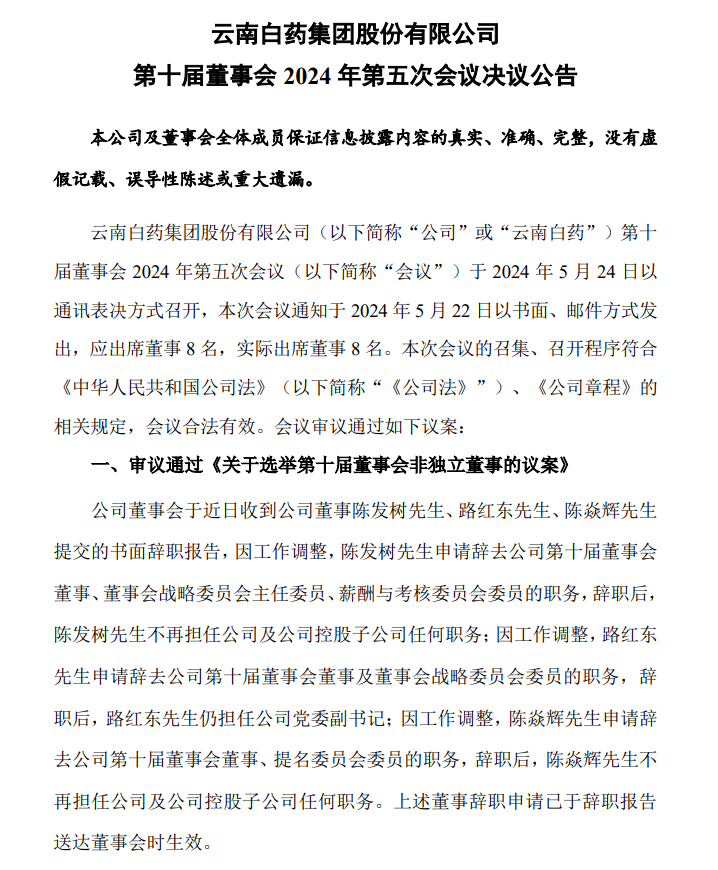 资本大佬陈发树父子辞职！深陷反腐风暴的云南白药传来大消息，与云南国资矛盾由来已久，原董事长等已被带走调查？