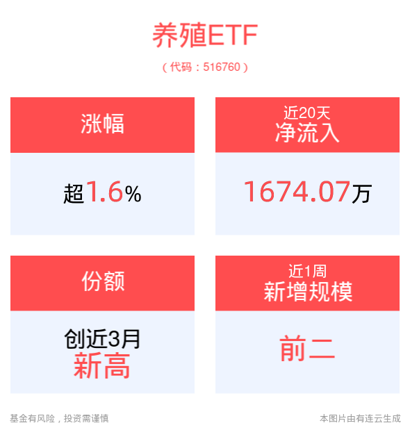 生猪养殖盈利持续回升，养殖板块表现活跃，养殖ETF(516760)涨近2%