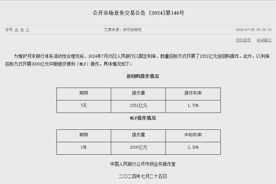 央行放大招！月内两次MLF操作，安排在LPR报价后，进一步淡化MLF政策利率色彩