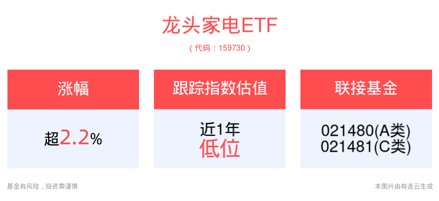 新政有望提振消费需求，龙头家电ETF(159730)上涨2.22%，长虹美菱领涨