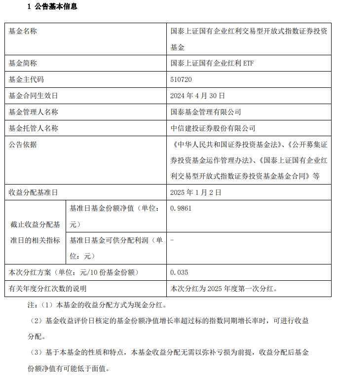 上市以来真月月分红，红利国企ETF（510720）第9次分红来袭