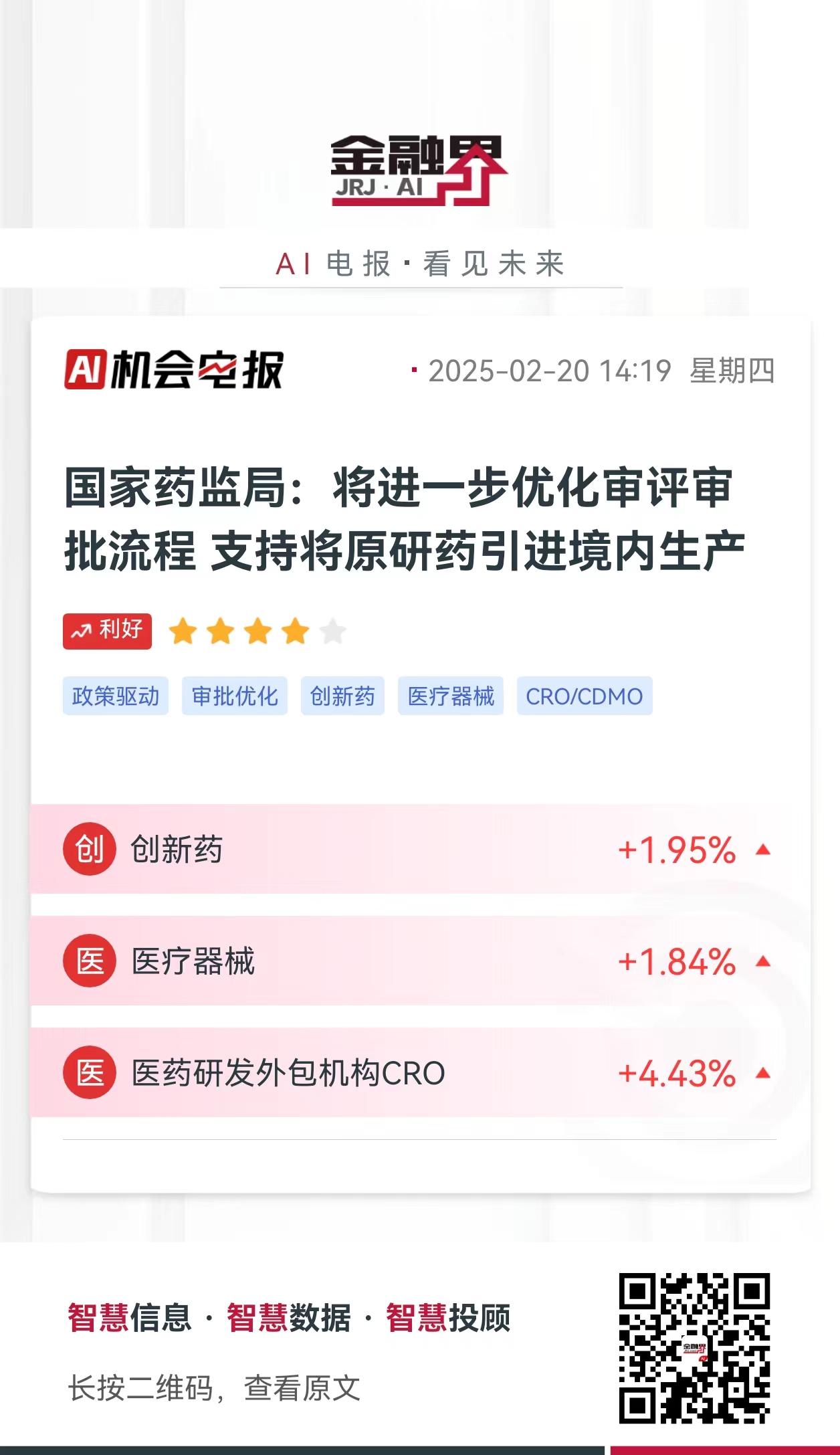 医疗行业再迎利好！国家药监局宣布：将支持将原研药引进境内生产