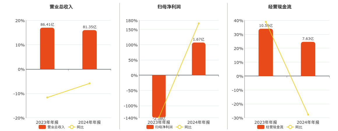岳阳林纸(600963.SH)：2024年年报净利润为1.67亿元、同比较去年同期上涨118.05%