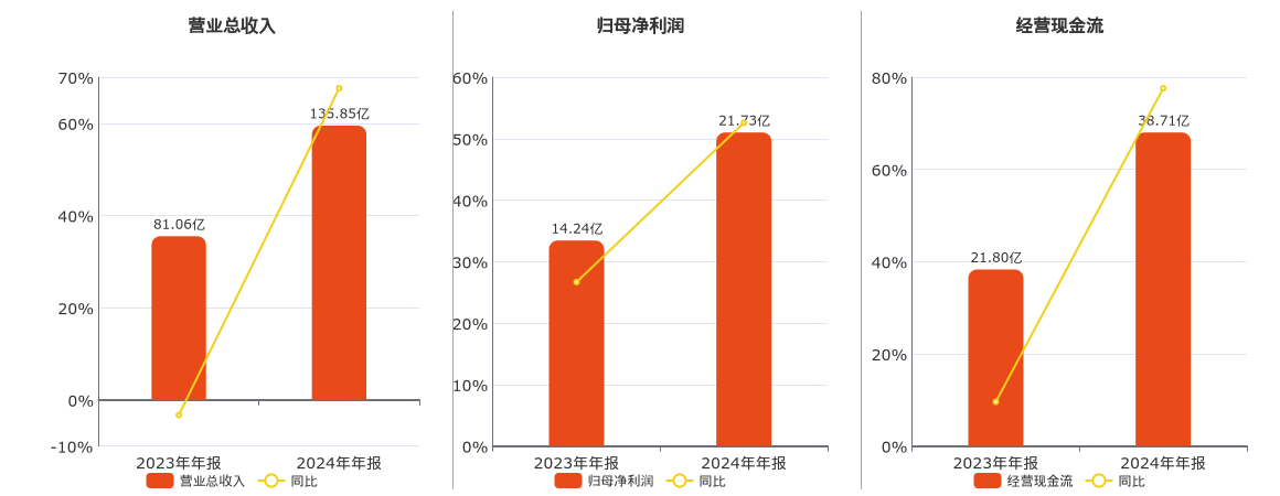 山金国际(000975.SZ)：2024年年报净利润为21.73亿元、同比较去年同期上涨52.57%