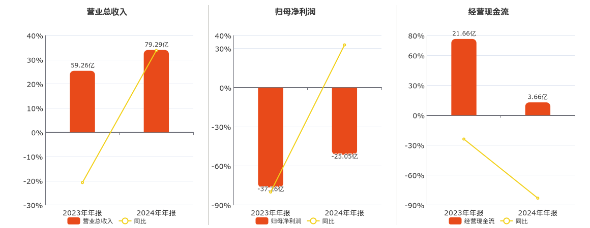 维信诺(002387.SZ)：2024年年报净利润为-25.05亿元，同比亏损减少
