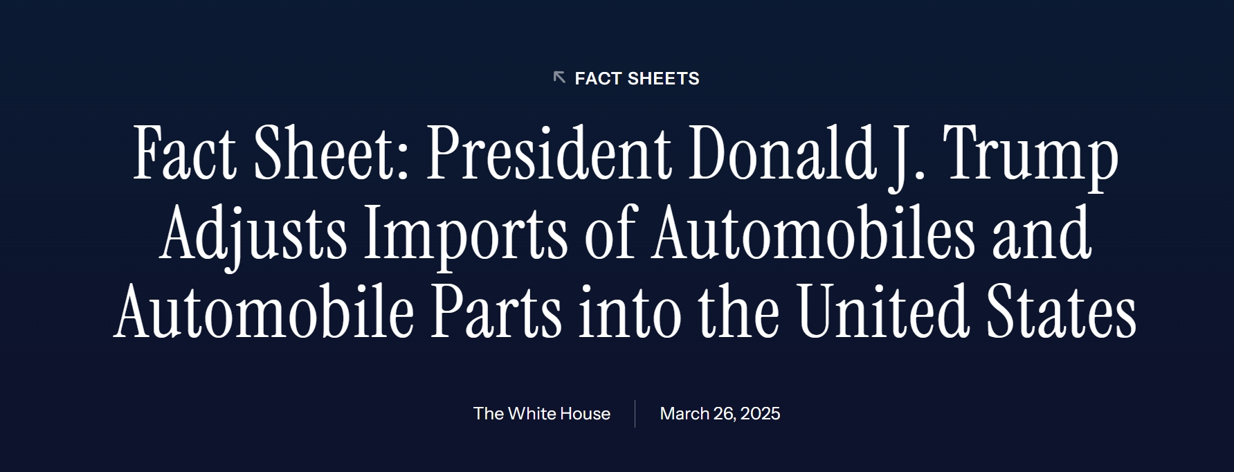 全球汽车贸易面临冲击！特朗普官宣对进口汽车加征最高25%关税，多国警告将反制