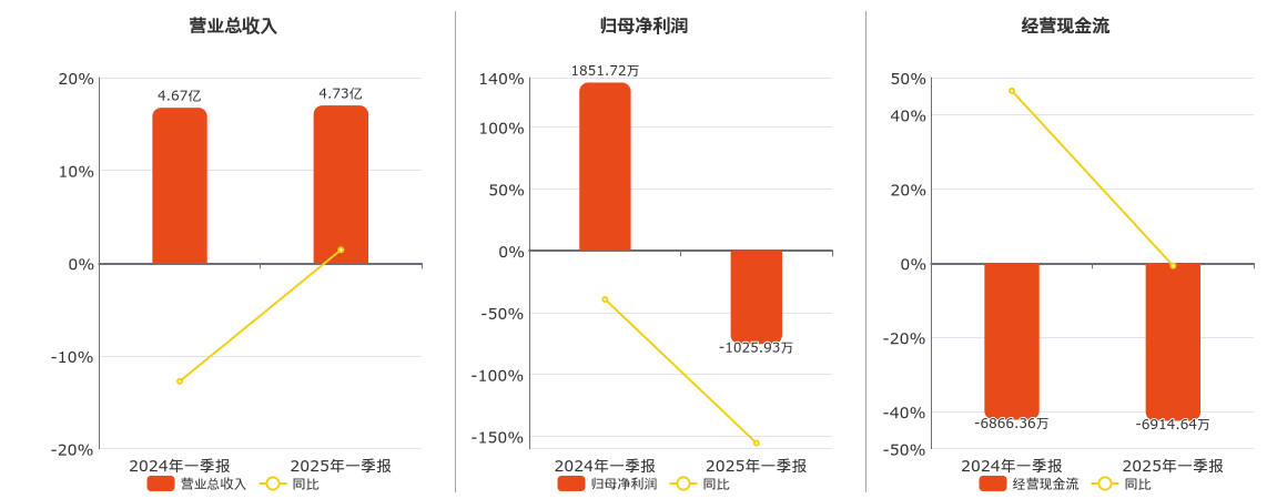 安纳达(002136.SZ)：2025年一季报净利润为-1025.93万元，同比由盈转亏