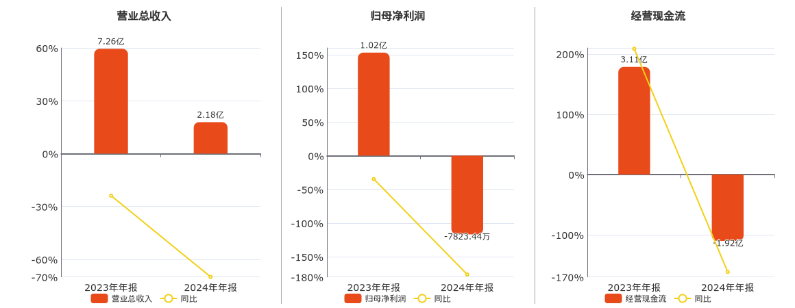 航天南湖(688552.SH)：2024年年报净利润为-7823.44万元，同比由盈转亏