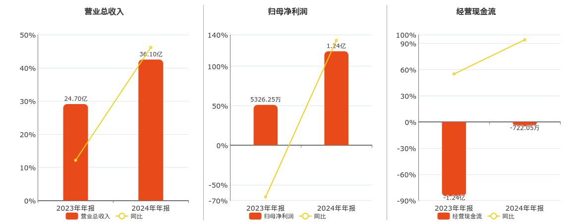 雅创电子(301099.SZ)：2024年年报净利润为1.24亿元