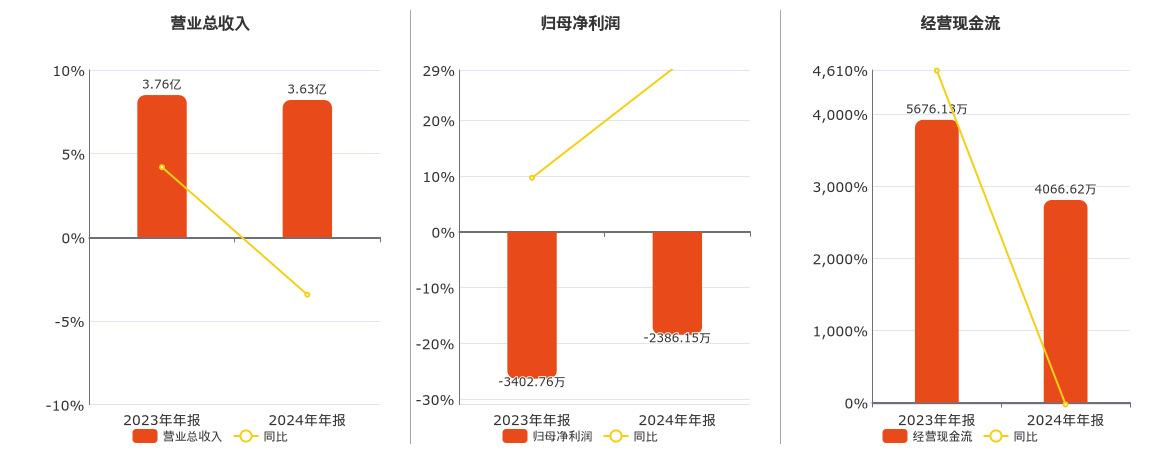 汇纳科技(300609.SZ)：2024年年报净利润为-2386.15万元