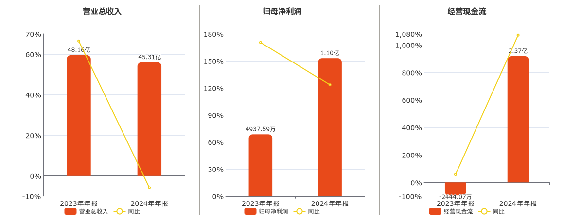 冰山冷热(000530.SZ)：2024年年报净利润为1.10亿元