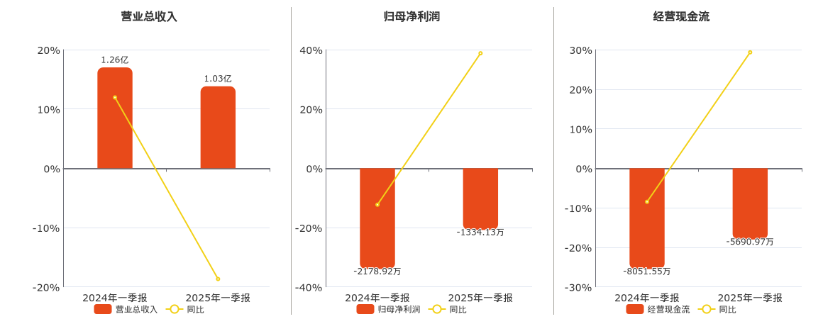 朗进科技(300594.SZ)：2025年一季报净利润为-1334.13万元