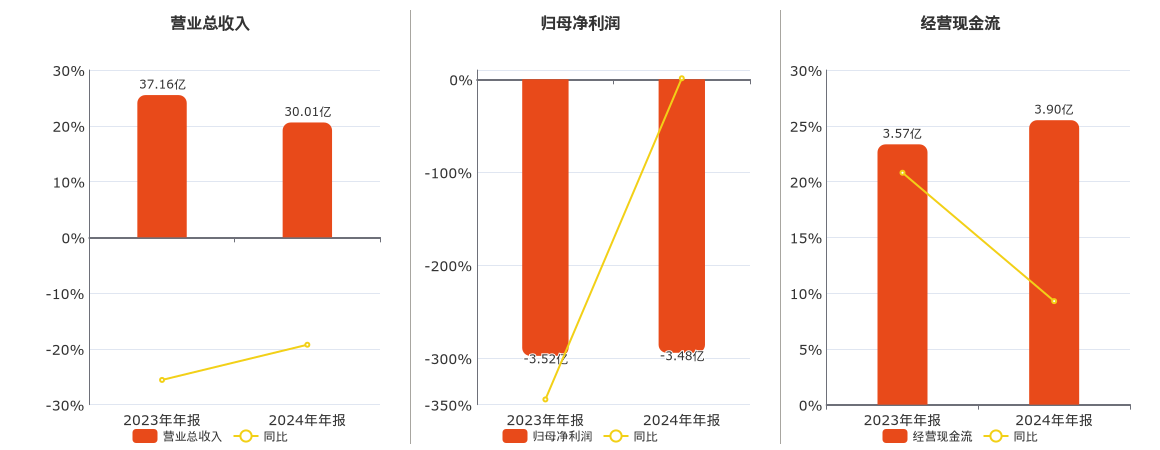 龙洲股份(002682.SZ)：2024年年报净利润为-3.48亿元，同比亏损缩小
