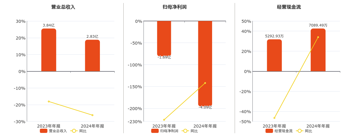国新文化(600636.SH)：2024年年报净利润为-4.09亿元，同比亏损放大