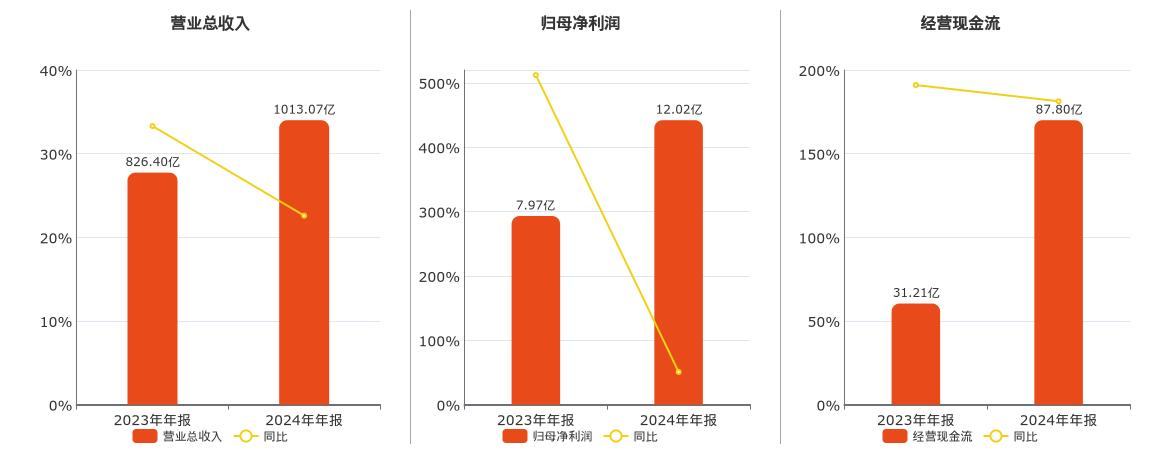 桐昆股份(601233.SH)：2024年年报净利润为12.02亿元