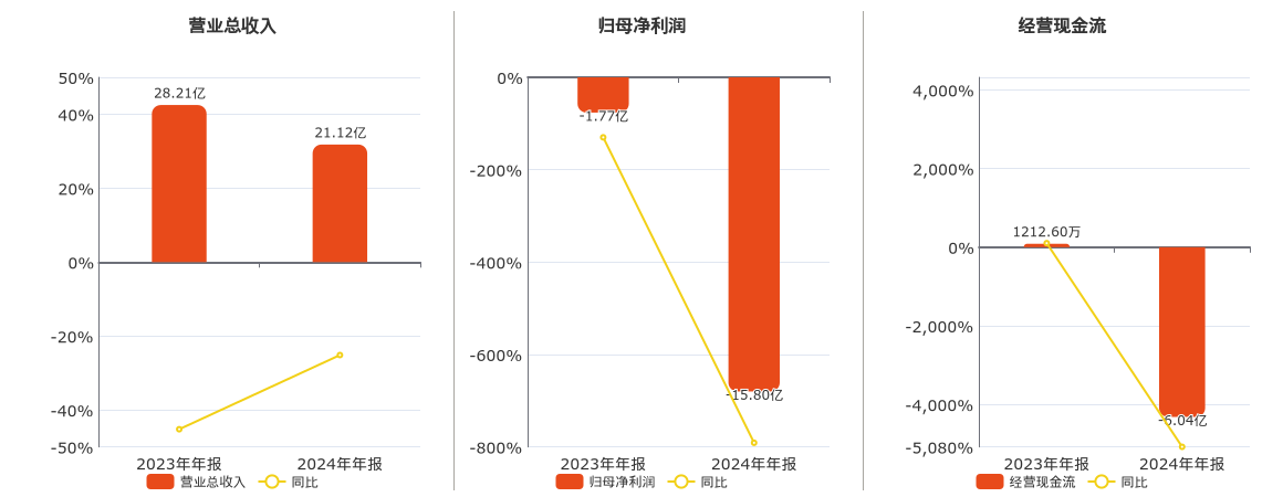 电子城(600658.SH)：2024年年报净利润为-15.80亿元，同比亏损扩大