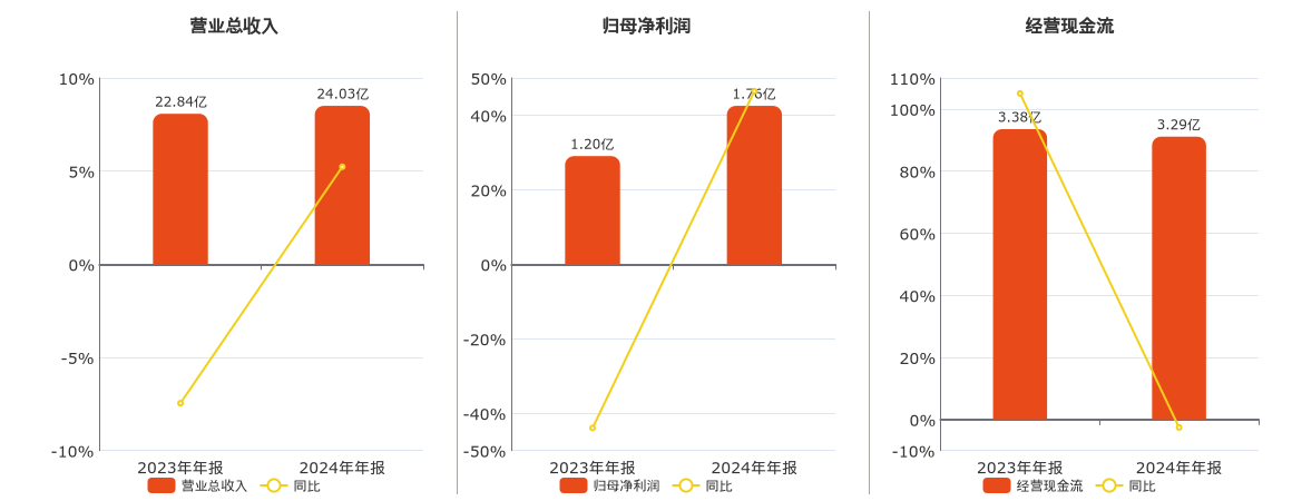 百合花(603823.SH)：2024年年报净利润为1.76亿元