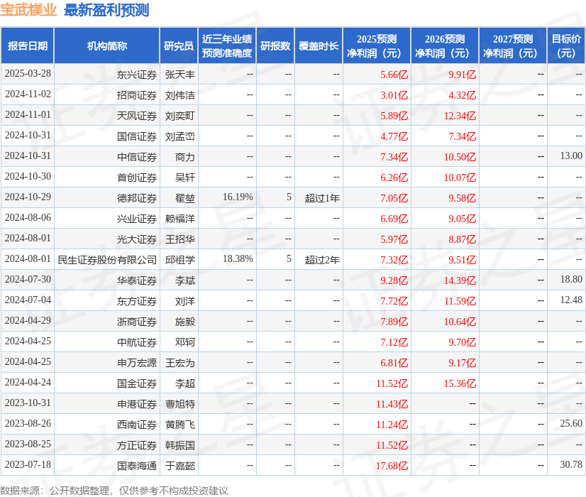 民生证券：给予宝武镁业买入评级