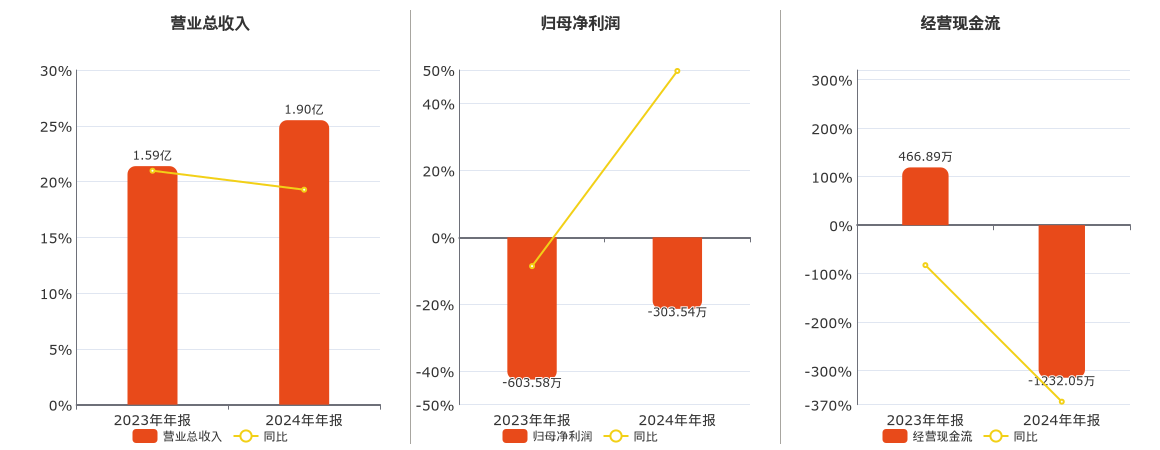 爱司凯(300521.SZ)：2024年年报净利润为-303.54万元