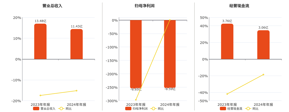 汤姆猫(300459.SZ)：2024年年报净利润为-8.59亿元