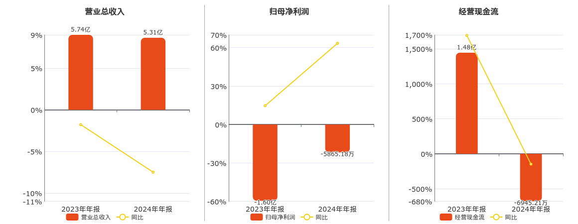 天晟新材(300169.SZ)：2024年年报净利润为-5865.18万元