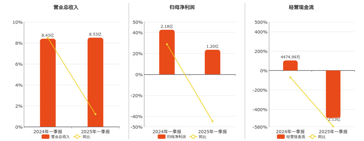 金开新能(600821.SH)：2025年一季报净利润为1.20亿元、同比较去年同期下降44.79%