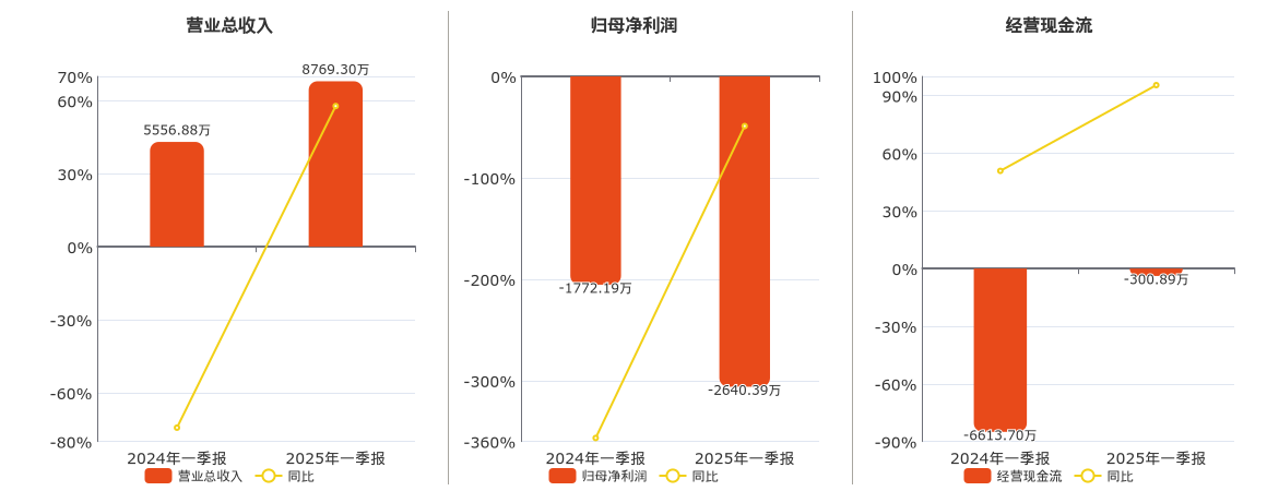 济高发展(600807.SH)：2025年一季报净利润为-2640.39万元，同比亏损放大