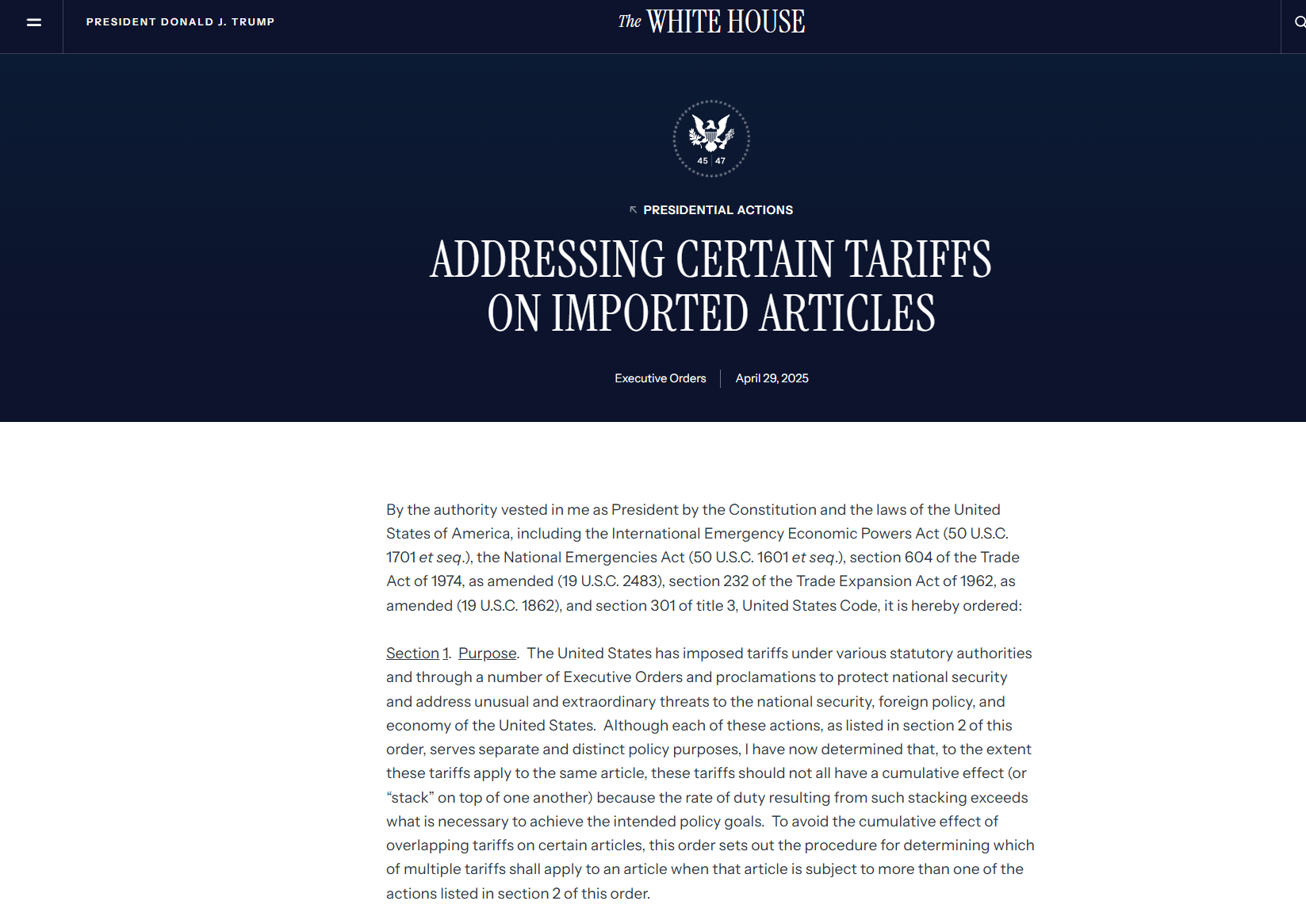 美国汽车关税“软化”！特朗普签署行政命令将对汽车零部件关税提供补偿，​政策转向背后：六大组织罕见联合施压