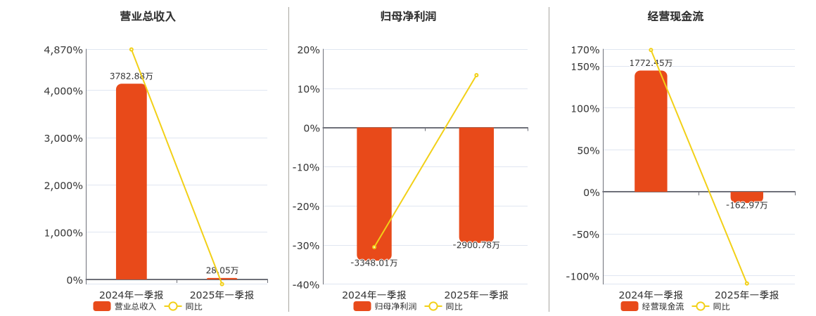 *ST中迪(000609.SZ)：2025年一季报净利润为-2900.78万元