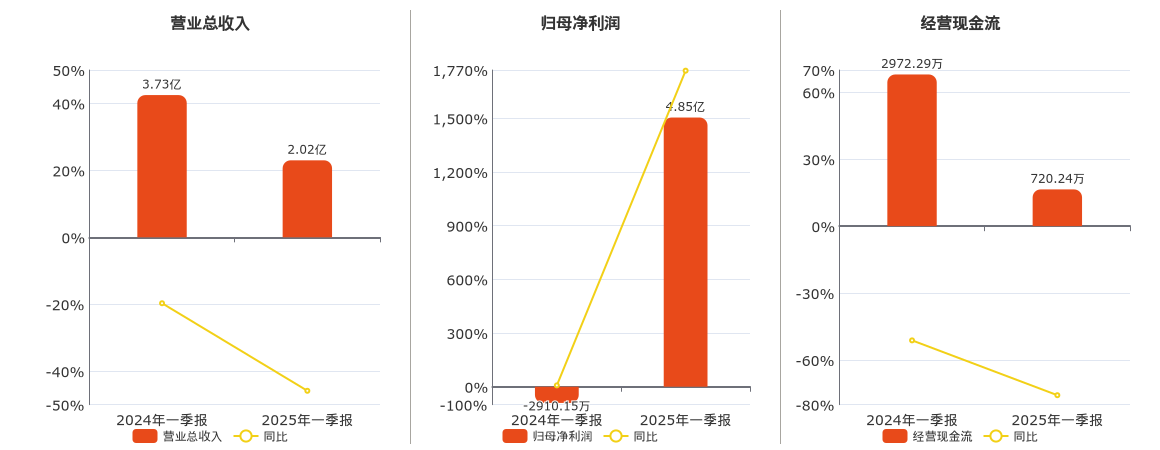 *ST仁东(002647.SZ)：2025年一季报净利润为4.85亿元