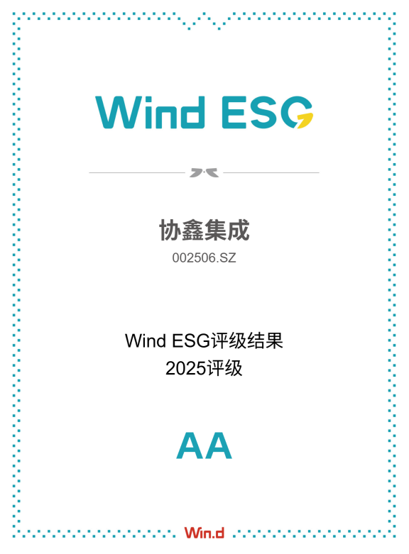 协鑫集成Wind ESG评级提升至AA级 可持续发展绩效获资本市场认可