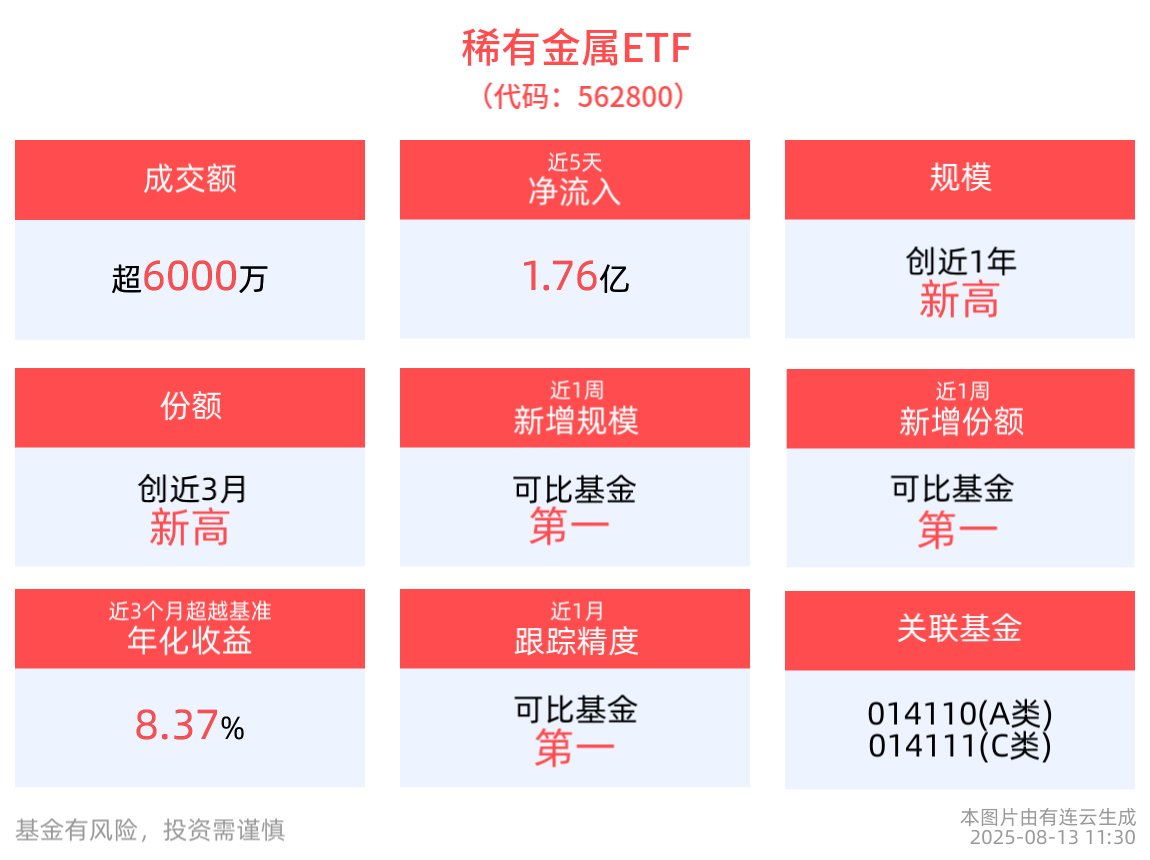 “反内卷”政策持续催化，稀有金属ETF(562800)规模续创新高！成分股东方钽业10cm涨停