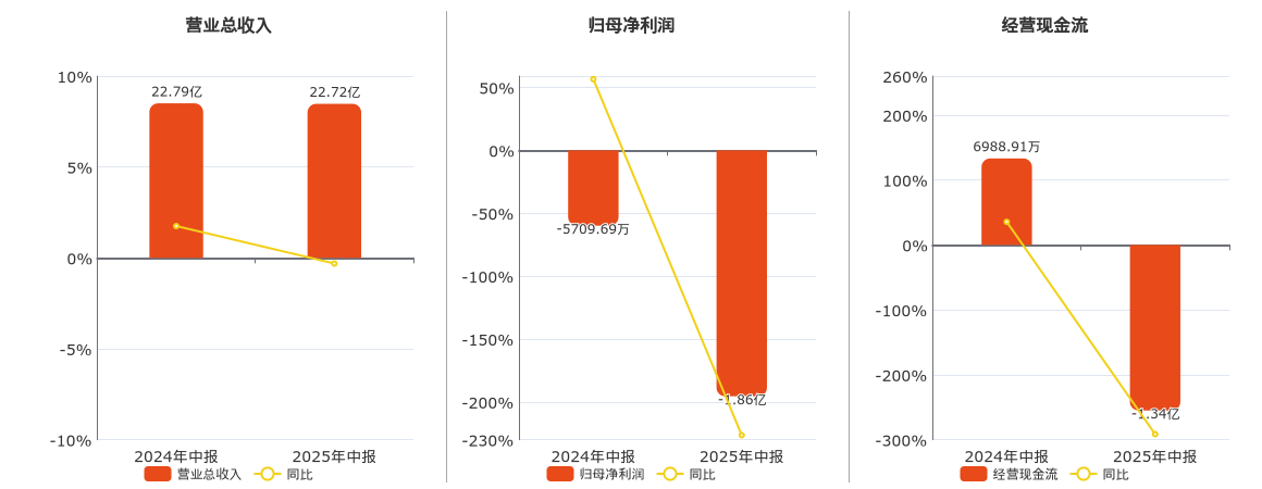 青岛双星(000599.SZ)：2025年中报净利润为-1.86亿元，同比亏损放大