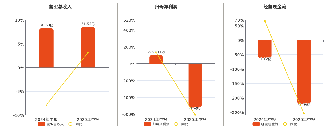 六国化工(600470.SH)：2025年中报净利润为-1.49亿元，同比由盈转亏