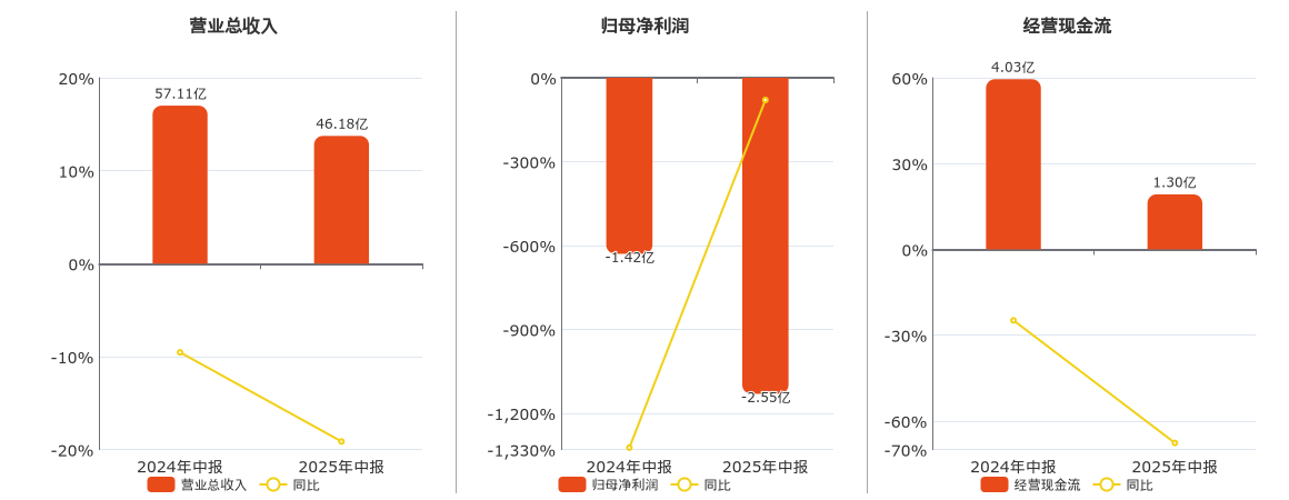 中百集团(000759.SZ)：2025年中报净利润为-2.55亿元，同比亏损扩大