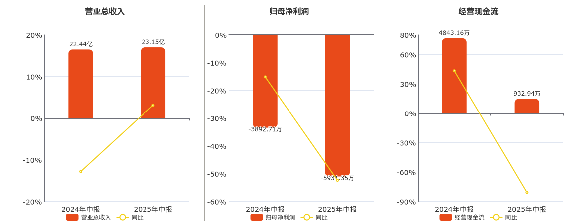 申华控股(600653.SH)：2025年中报净利润为-5931.35万元，同比亏损放大