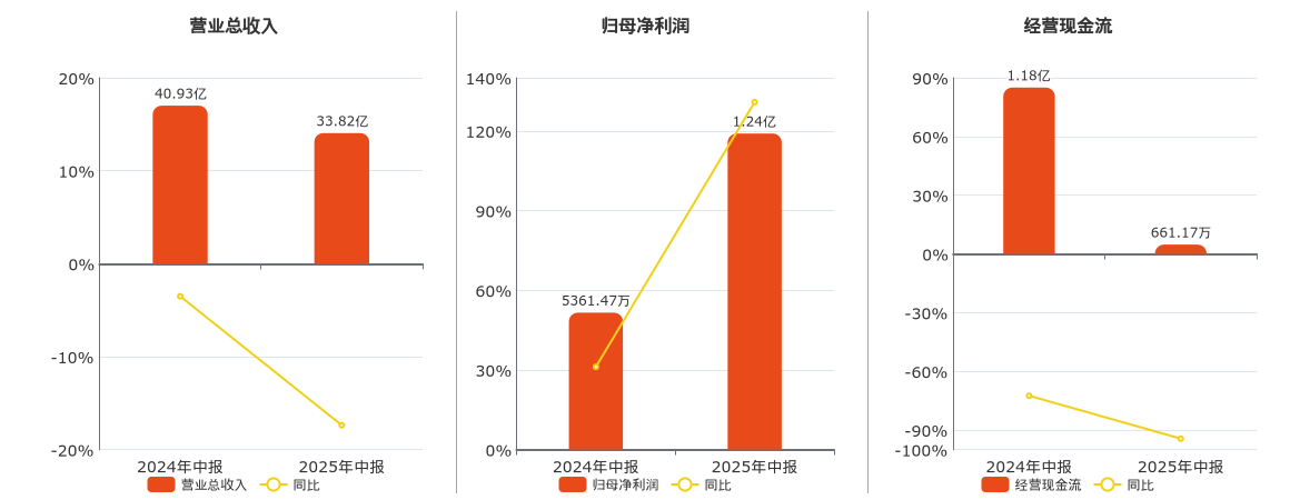海联金汇(002537.SZ)：2025年中报净利润为1.24亿元