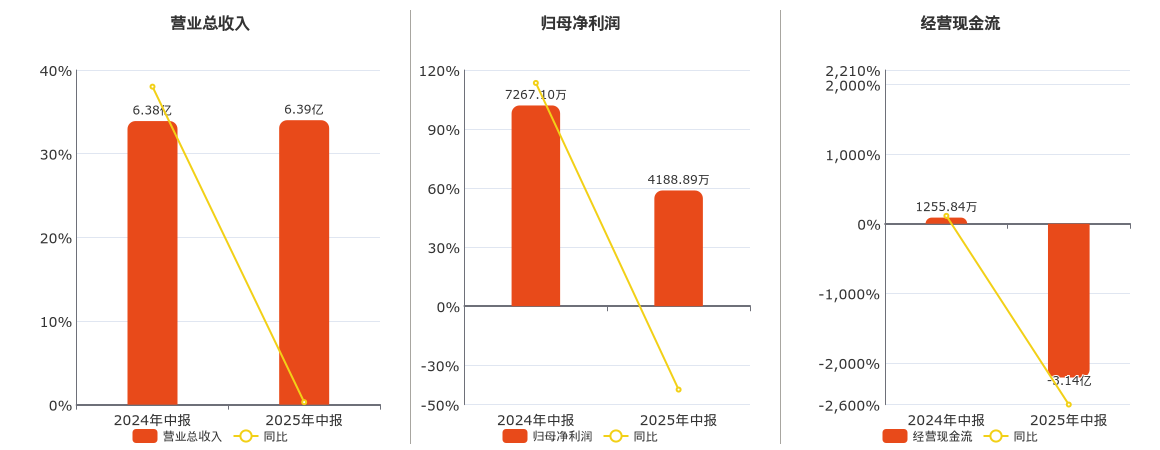 云鼎科技(000409.SZ)：2025年中报净利润为4188.89万元、同比较去年同期下降42.36%