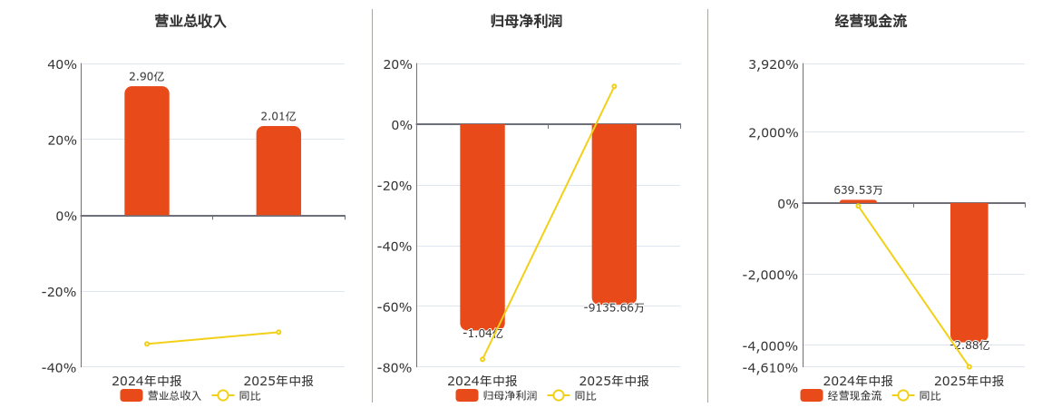 动力源(600405.SH)：2025年中报净利润为-9135.66万元