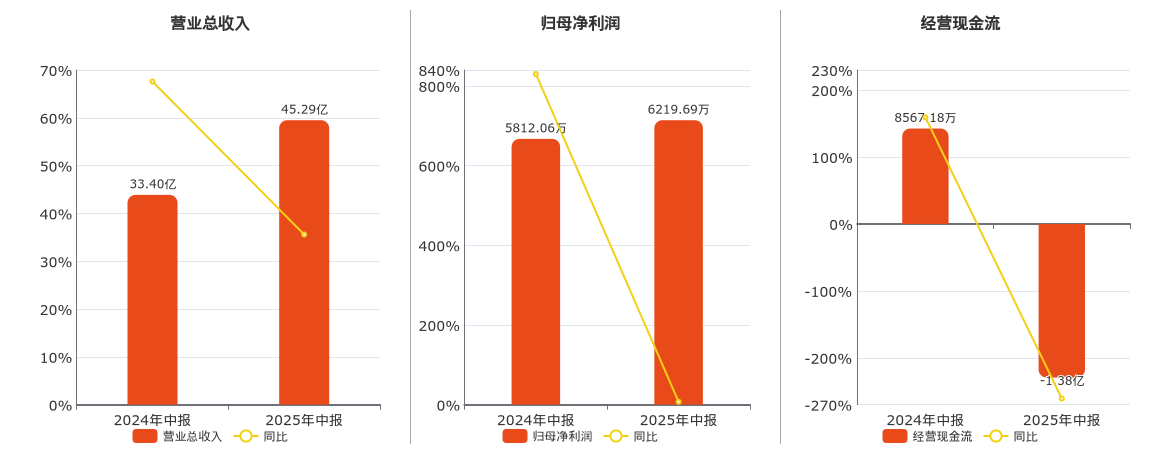湖南白银(002716.SZ)：2025年中报净利润为6219.69万元、同比较去年同期上涨7.01%