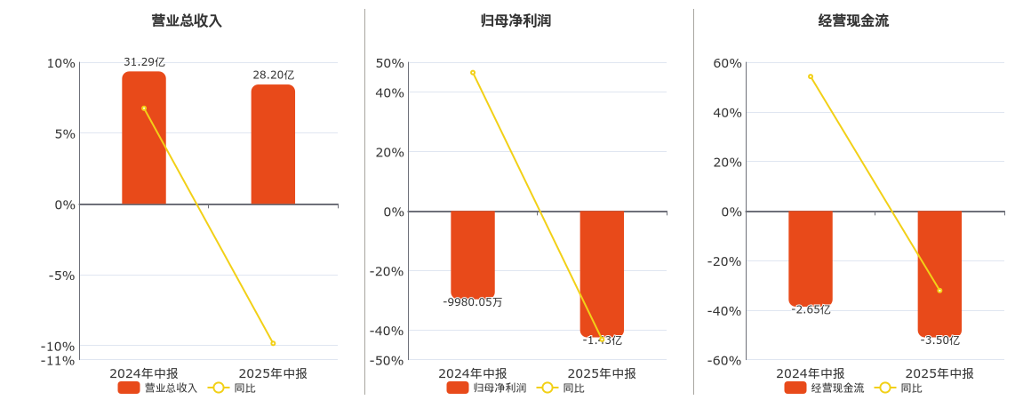 ST云动(000903.SZ)：2025年中报净利润为-1.43亿元，同比亏损放大