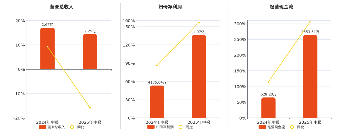 上海洗霸(603200.SH)：2025年中报净利润为1.07亿元