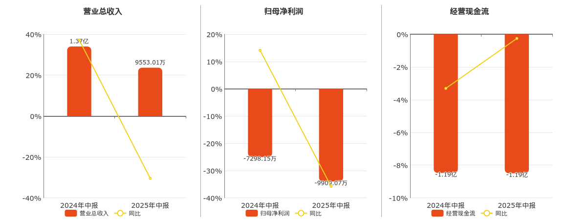 国新健康(000503.SZ)：2025年中报净利润为-9909.07万元，同比亏损放大