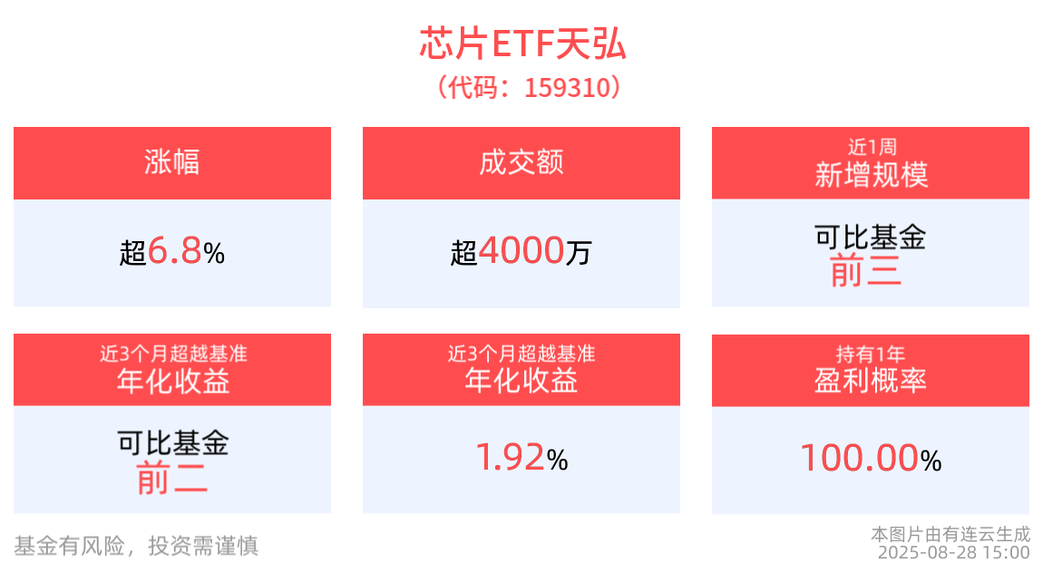 牛回速归，芯动不如行动！“寒王”登顶，芯片ETF天弘(159310)、电子ETF(159997)尾盘飙涨超6%