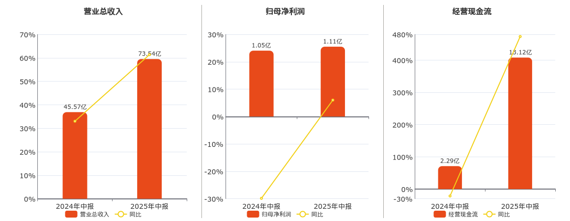 滨化股份(601678.SH)：2025年中报净利润为1.11亿元