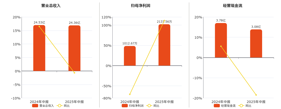 恒星科技(002132.SZ)：2025年中报净利润为2137.56万元