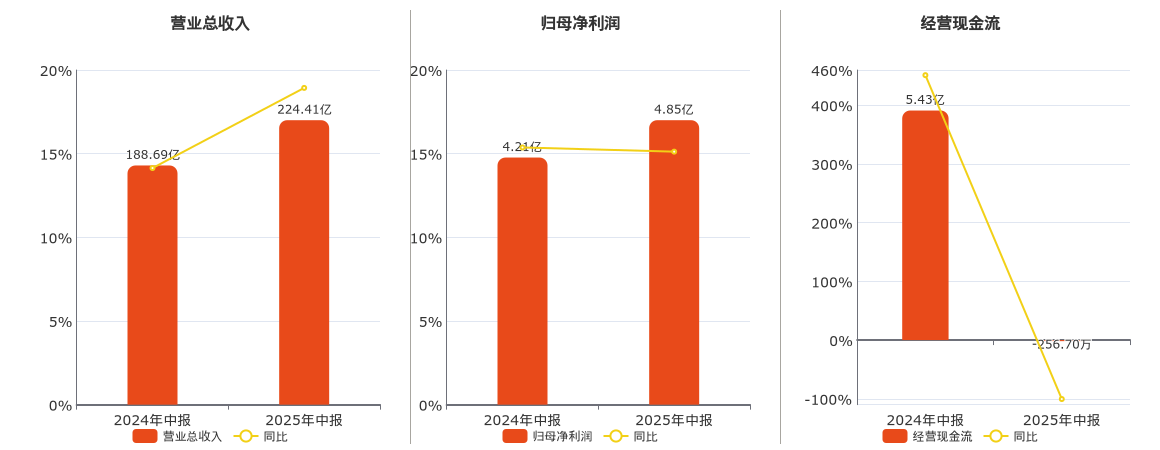 豫光金铅(600531.SH)：2025年中报净利润为4.85亿元、同比较去年同期上涨15.12%
