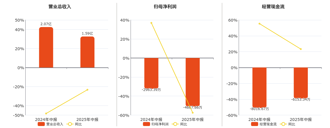 济高发展(600807.SH)：2025年中报净利润为-4667.66万元，同比亏损放大