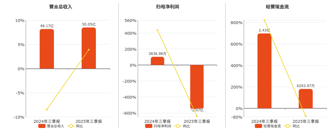 六国化工(600470.SH)：2025年三季报净利润为-2.07亿元，同比由盈转亏