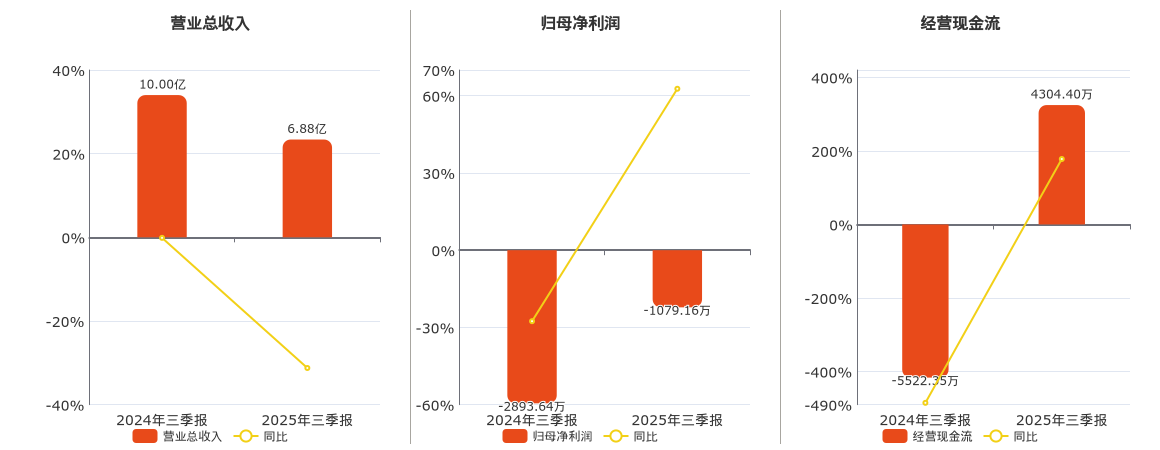 天洋新材(603330.SH)：2025年三季报净利润为-1079.16万元